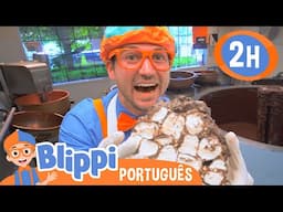 Blippi e a Fábrica de Chocolate! | 2 HORAS DO BLIPPI BRASIL | Vídeos Educativos para Crianças