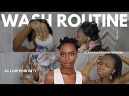 CLARIFYING AND MOISTURIZING WASH DAY ROUTINE| LOW POROSITY NATURAL HAIR