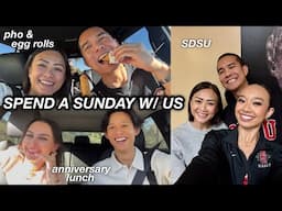 SPEND A SUNDAY W/ US | pho & egg rolls, SDSU, and anniversary lunch | The Laeno Family