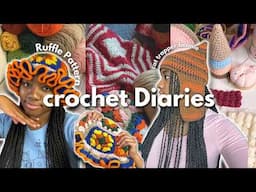 Crochet Diaries | Crochet WIP’s, Ruffle Hats, Cat trapper Beanie, My Crochet process, Yapping