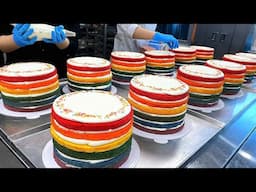 20년 원조 무지개 케이크!? 환상적인 무지개 케이크 만들기 Korean original rainbow cake making process - Korean street food