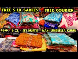 Free Silk Saree, Free Courier👌👌 Rs.499  3pcs Set Kurtis, Maxi Anarkali Umbrella Kurtis 6XL, Online