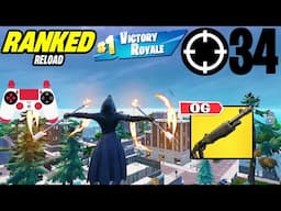 34 Elimination Solos "UNREAL Ranked RELOAD” Gameplay Wins (Fortnite Chapter 6 PS4 Controller)