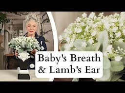 Baby’s breath & Lamb's ear into a black Wedgewood-inspired container | Floristry Design Tutorial