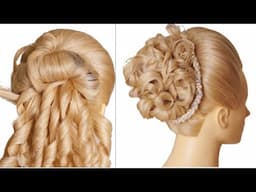 Most Beautiful Bun Hairstyle For Wedding Or Party | Easy Hairstyle With Curls | Hairstyle Long Hair