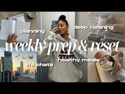 let's prep & reset for a productive & healthy week 🧺🌱 cleaning, healthy meals, how I plan my weeks..