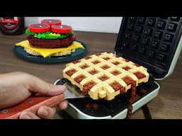 LEGO Breakfast: The Ultimate American Waffle Burger Recipe ASMR IRL🧇