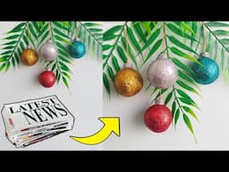 How To Make Christmas Boll With Paper |  DIY Christmas Boll | Handmade Ornaments | Art Ideas