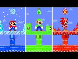 When Everything Mario and Luigi and Sonic Touch Turns Into FIRE vs ICE vs ACID | ADN MARIO GAME