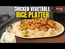 Chicken BBQ & vegetable Fried Rice Platter  | Dawat Style Quick Fried Chicken & Vegetable  Platter