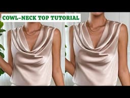 How to cut and sew a cowl neck top | full tutorial video