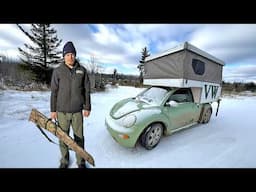 Overnight Winter Camping in my Tiny Car - Grouse Wildrice Soup