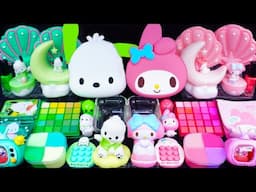 Green Pochacco vs Pink Mymelody Slime mixing Random things into slime #Satisfying #slimeasmr