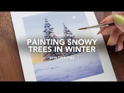 Painting Snowy Trees In Winter with Gouache | With TiinasDiary