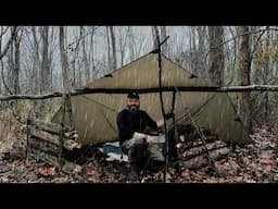 Wet and Rainy Bushcraft Tarp Camping