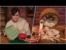 DIY adorable Victorian basket out of egg trays and twine!