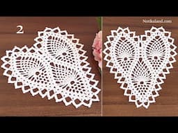 Crochet Lace Doily EASY Crochet Heart doily tutorial  Part 2, 16 - 20 row