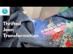 Thrifted Jeans Transformation, #thriftedtransformation, #upcycleclothing