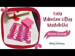 Easy Valentines Day Washcloth Crochet Pattern, Wattle Stitch Washcloth Crochet Pattern