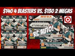 4 Target Blaster Boxes vs. 2 Target Mega Boxes of 2024 Panini Prizm Football $140 vs. $130