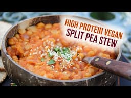 High PROTEIN VEGAN split pea stew with roast squash