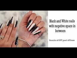 Black and White Nails with negative space using BEETLES striping nail art polishes