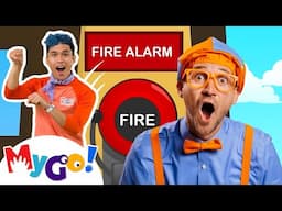 Blippi at the Fire Station 🔥🧑‍🚒 | Blippi | MyGo! Sign Language for Kids | Educational Videos