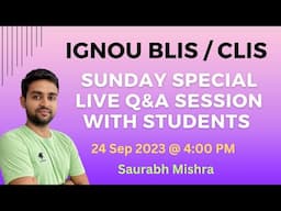 IGNOU BLIS/CLIS Dec 2023 TEE || Sunday Special Q&A Session || #library #ignou #blis #clis #ignoutee