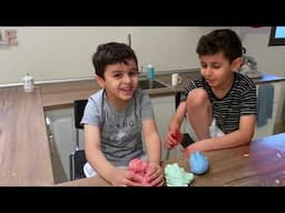 طريقة عمل صلصال منزلي ، تجارب فيصل وتركي .. how to make playdough simple recipe at home