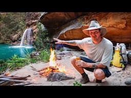 Solo Camping in a Cave Under a Waterfall