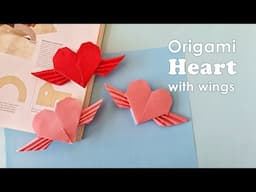 How to Make Origami Heart Bookmarks | Origami Heart with Wings | Paper Heart Tutorial | Easy Origami