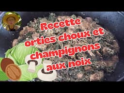 Cocotte d'Orties, de Choux et de Champignons aux Noix, Recette pas-à-pas