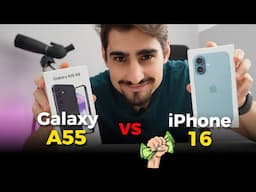 GALAXY A55 5G vs IPHONE 16 - DUELO DE GIGANTES em 2025?