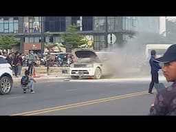 Terrifying Car Fire Caught on Camera​​ #fire #carfire #vehiclefire #transport #towing#photofire