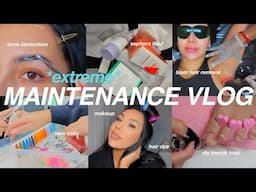 ultimate BEAUTY MAINTENANCE VLOG *self care* nails, brow lamination, diy french toes, makeup routine