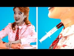 Situasi Lucu ZOMBIE DI SEKOLAH || Perlengkapan Sekolah DIY Zombie & Prank Terbaik oleh Kreatif Panda