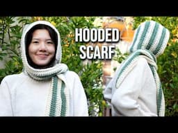 Crochet Hooded Scarf Tutorial | Striped Crochet Scoodie