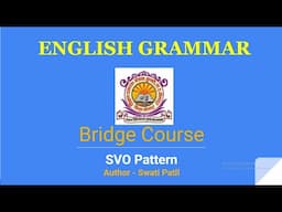 ENGLISH GRAMMAR  | SVO Pattern