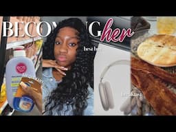 becoming “HER” for 2025 ᥫ᭡ | creating a "clean girl" aesthetic, healthy habits, airpod maxs + more