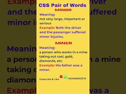 | Minor & IMiner | | Pair of Words | #css #css3 #ppscpreparation #pms #ppsc #ppscexam #viral