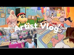 Crayon Shin Chan Cafe, Visiting Artist Booth & Designing Phone Theme | Artist Vlog