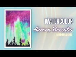 Watercolor Painting | Northern Lights (Aurora Borealis)