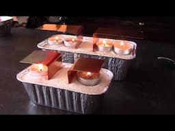 How to Make a "Sand Battery" Air Heater at home (w/copper, candles, sand and loaf pans!)  w/heat fan