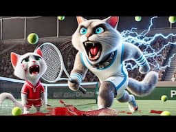 Cat used Electricity playing Tennis🙀⚡| What is Consequence?#cat #cute #ai #catlover #aicat #cutecat