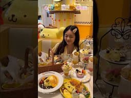 Everything I ate at the Pompompurin Cafe 💛 #vlog #sanrio #HelloKitty