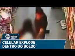 Celular explode no bolso e mulher sofre queimaduras | #SBTNews (11/02/25)