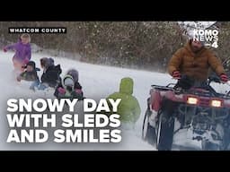 Families embrace frigid, snowy day with sleds and smiles in Whatcom County