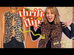 THRIFT FLIP | diy clothing transformation~ leopard vest from jeans sewing upcycle gilet | WELL-LOVED