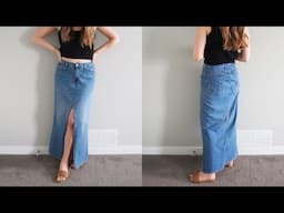 THRIFT FLIP | How to make a DIY upcycled denim maxi skirt