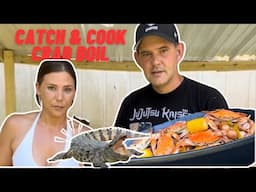 Catch & Cook Louisiana Blue Crabs 🦀 | in Alligator infested water | Seafood Boil | Let’s Go!